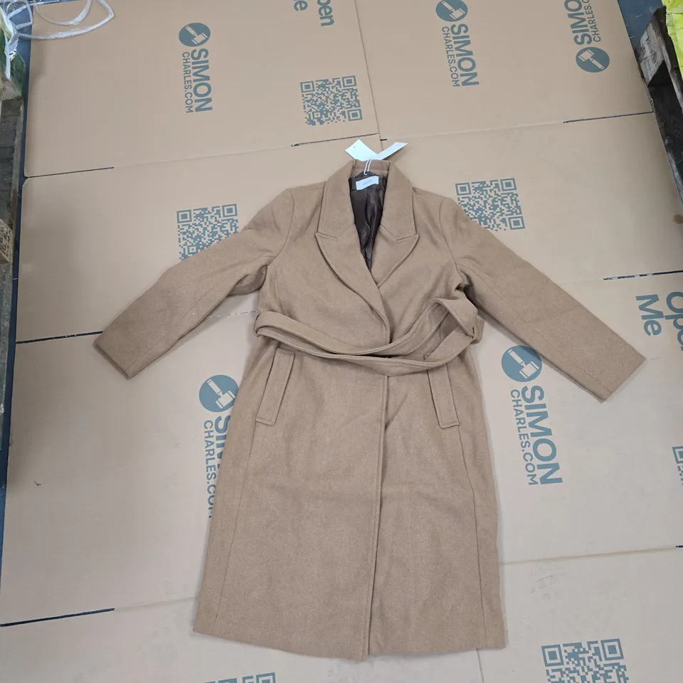 RESERVED TAN WOMEN'S BELTED LONG COAT – UK SIZE L