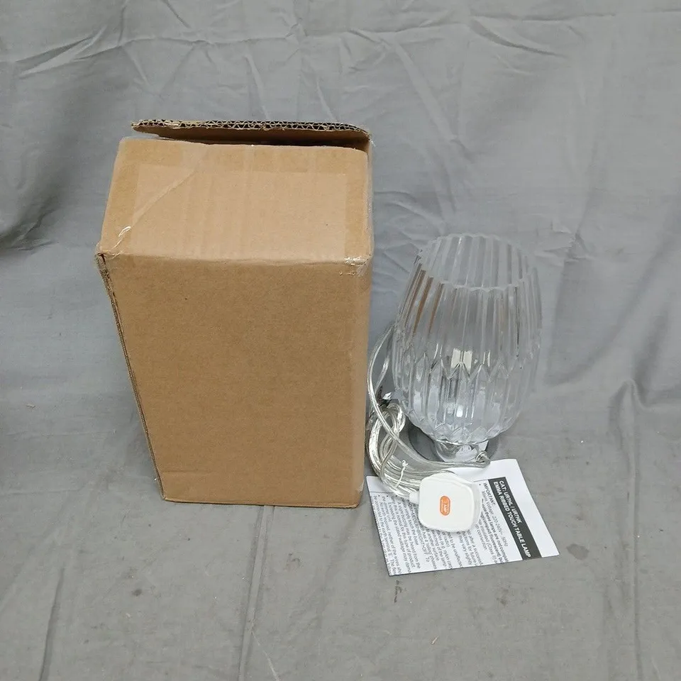 EMMA RIBBED TOUCH TABLE LAMP IN CLEAR/CHROME RRP £34