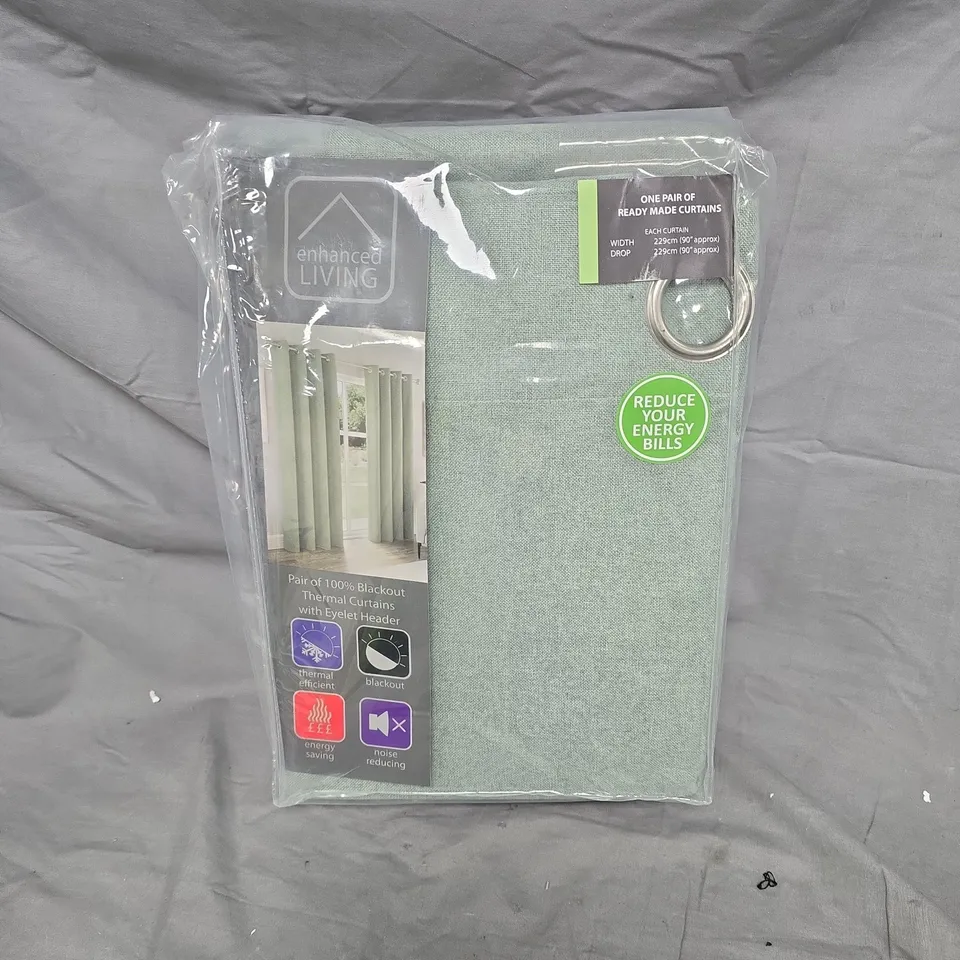ENHANCED LIVING PAIR OF BLACKOUT THERMAL CURTAINS WITH EYELET HEADER – READY MADE 
