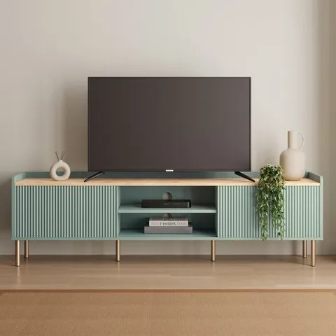 BOXED GEORGI EXTRA WIDE TV UNIT OAK SAGE (1 BOX)