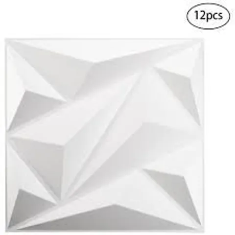BOXED LIVING AND HOME WHITE DIAMOND DESIGN 3D WALL PANELS 12 PACK