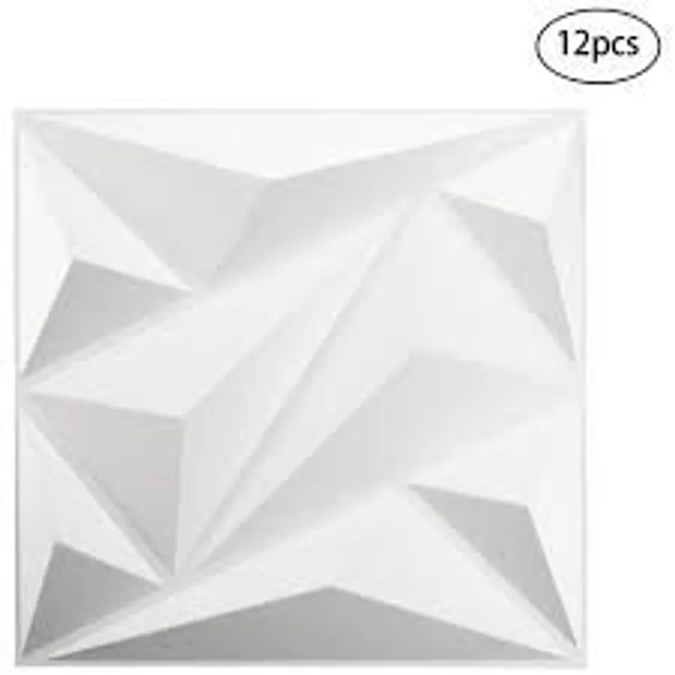 BOXED LIVING AND HOME WHITE DIAMOND DESIGN 3D WALL PANELS 12 PACK