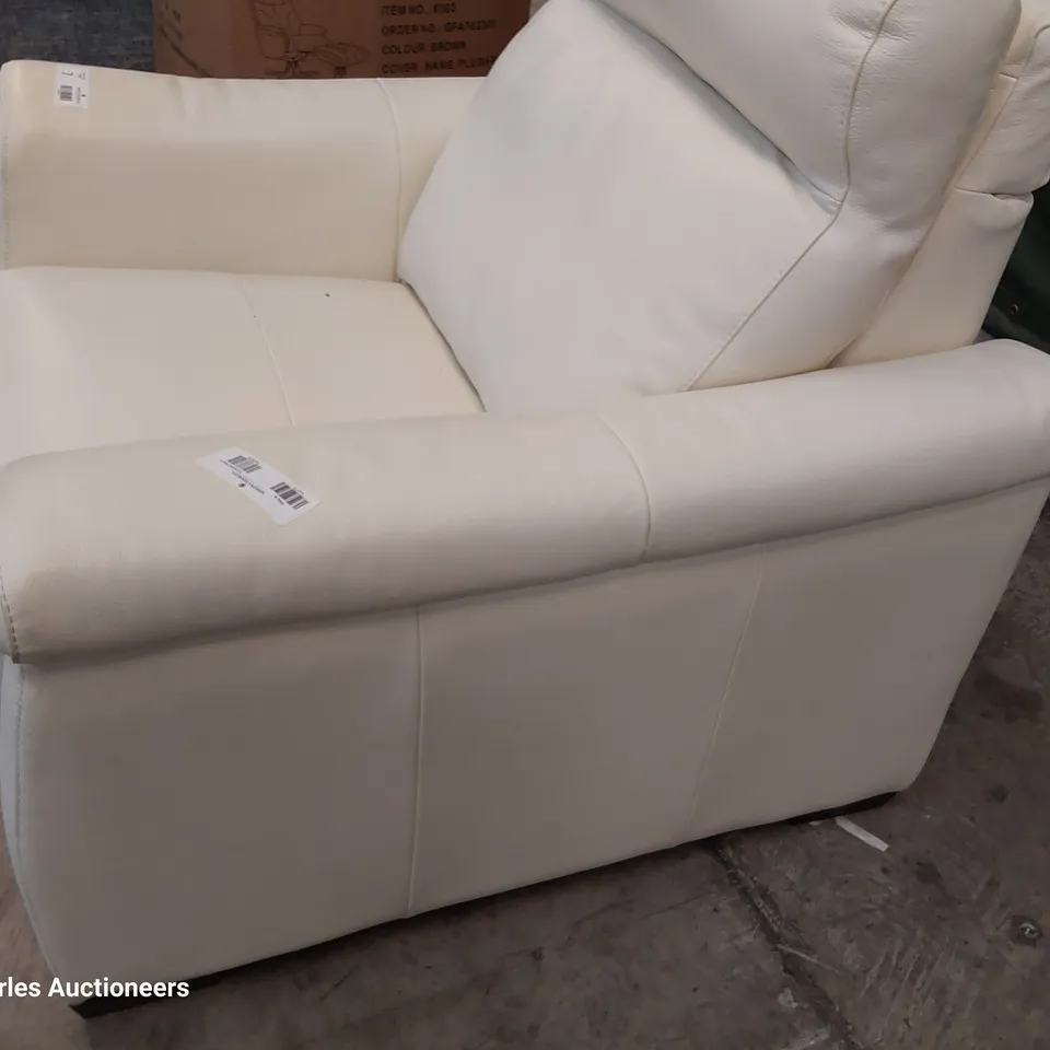 QUALITY ITALIAN DESIGNER ADRIANO POWER RECLINING EASY CHAIR WHITE LEATHER 