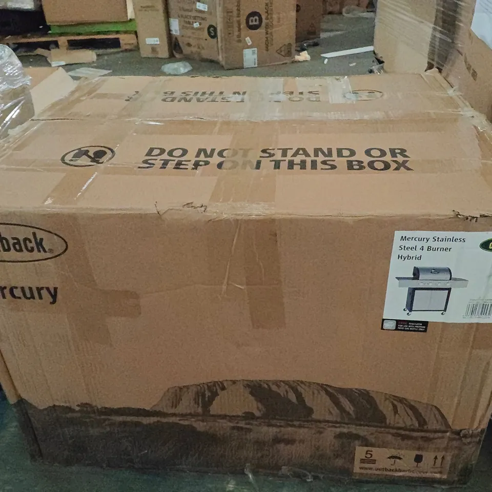 BOXED OUTBACK MERCURY STAINLESS STEEL 4 BURNER HYBRID BBQ - 1 BOX