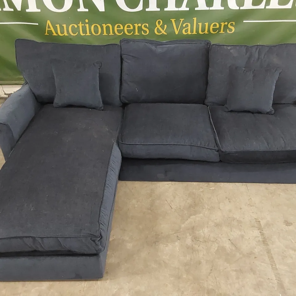 QUALITY DESIGNER THE BISHOPSTROW CHAISE STORAGE SOFA - BLUE FABRIC RIBBON 