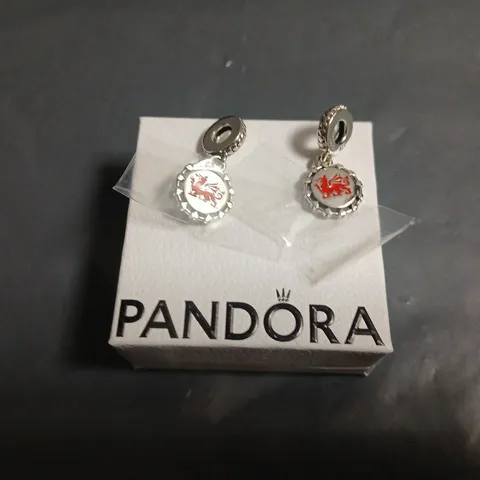 PANDORA CHARM WITH RED ENAMEL EMBLEM – SILVER-TONE, BOXED
