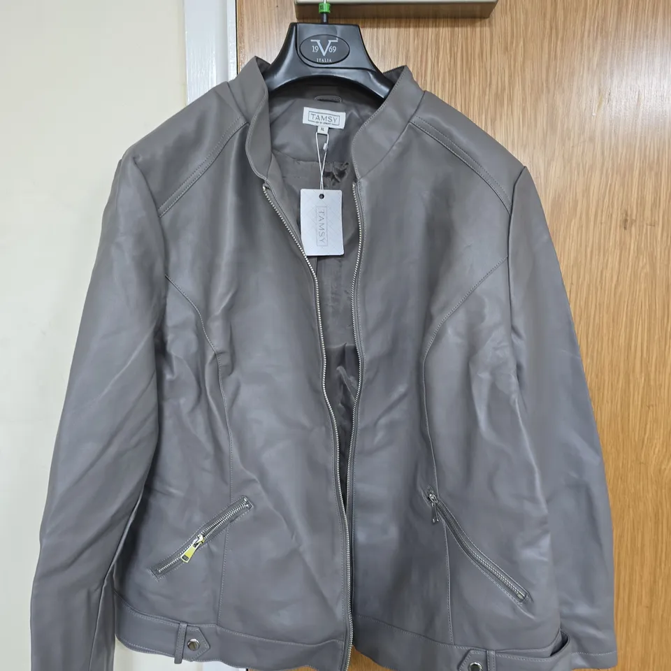 TAMSY GREY FAUX LEATHER BIKER JACKET – WOMEN'S SIZE XL