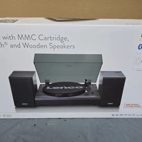 LENCO LS-300BK TURNTABLE (V2) WITH BLUETOOTH & WOODEN SPEAKERS – BOXED