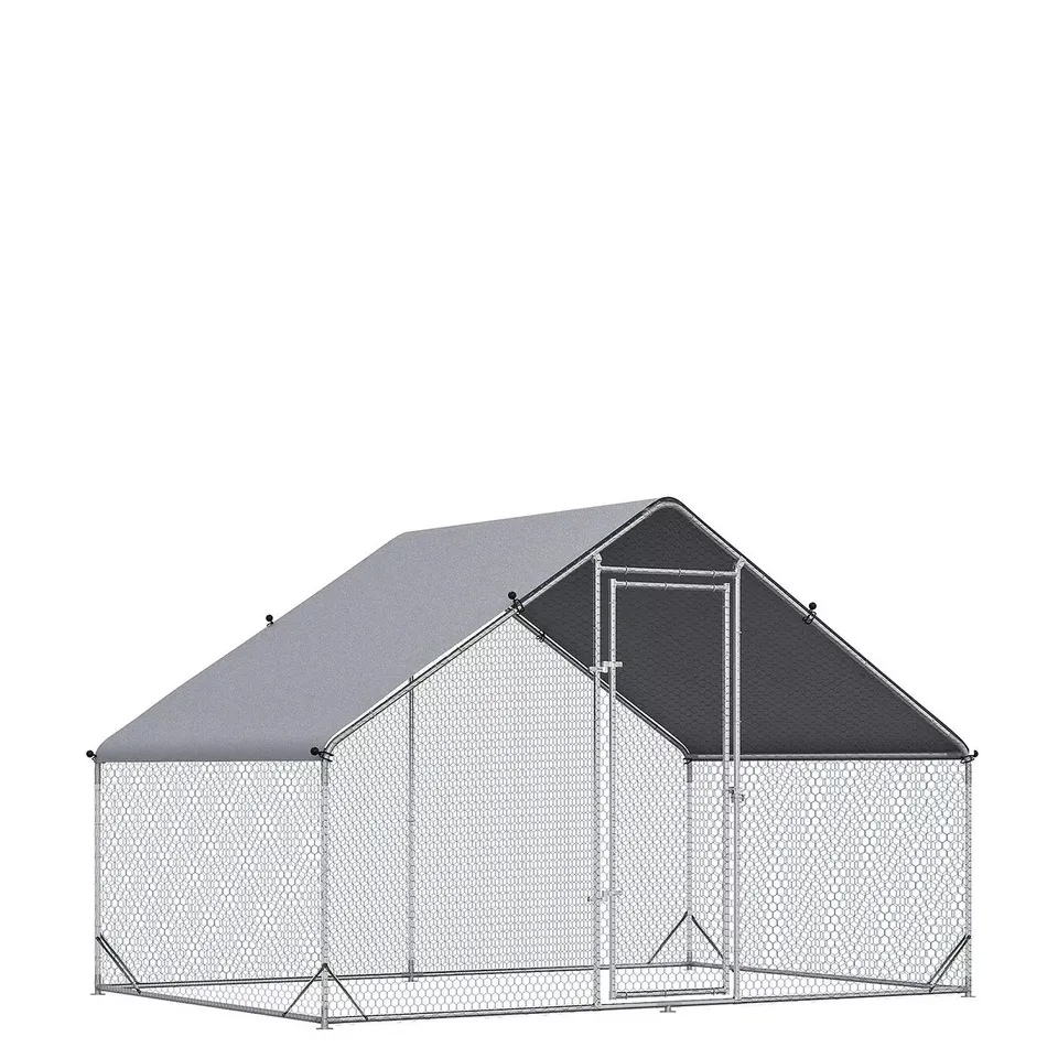 PAWHUT WALK IN CHICKEN RUN GALVANIZED CHICKEN COOP HEN POULTRY HOUSE CAGE RABBIT HUTCH PET PLAYPEN BACKYARD 3 X 2 X 2M - COLLECTION ONLY