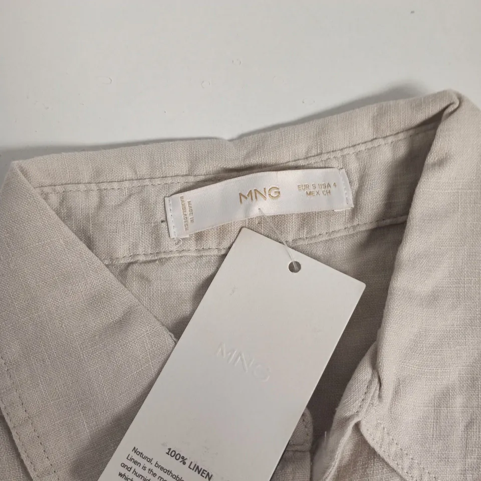 MANGO MNG LINEN SHIRT, NATURAL, WOMEN'S UK 8 (US 4, EUR S) – TAG ATTACHED