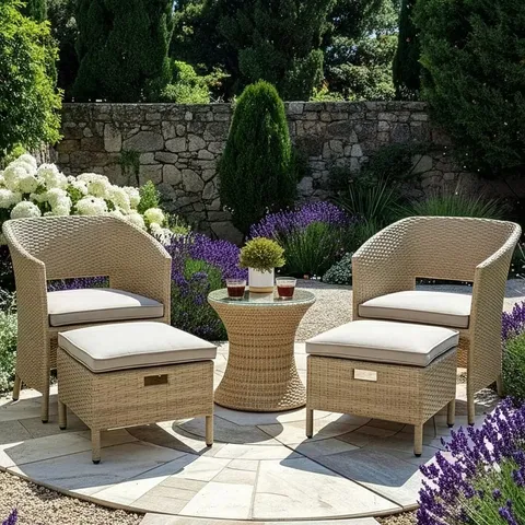 BOXED SARASOTA BISTRO SET WITH FOOTSTOOLS