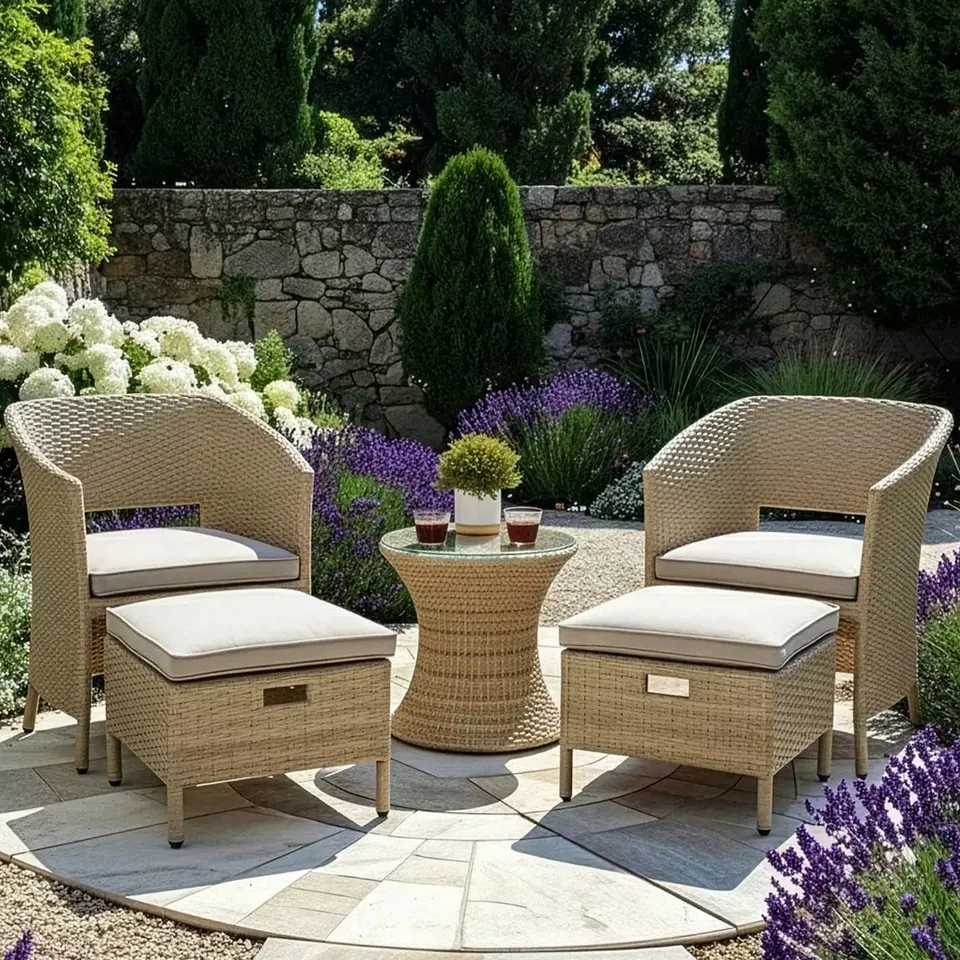 BOXED SARASOTA BISTRO SET WITH FOOTSTOOLS