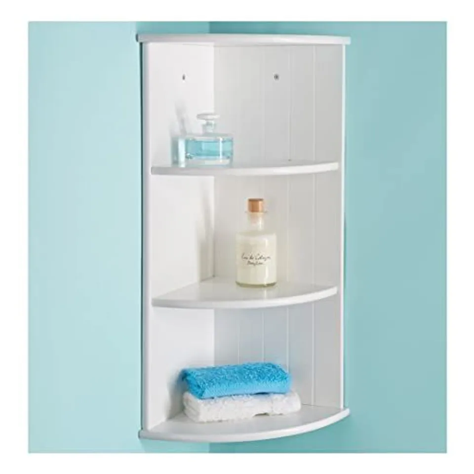 BOXED 3 TIER WALL CORNER SHELF STORAGE - BATHROOM SHELVING