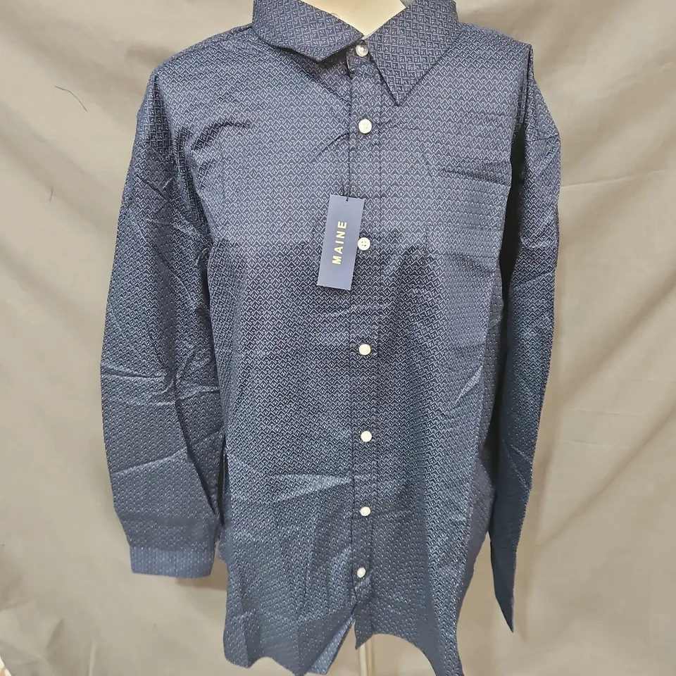 MAINE PENROSE PRINT LONG SLEEVE SHIRT IN NAVY SIZE 2XL