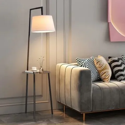 BOXED BLACK COFFEE TABLE FLOOR LAMP 