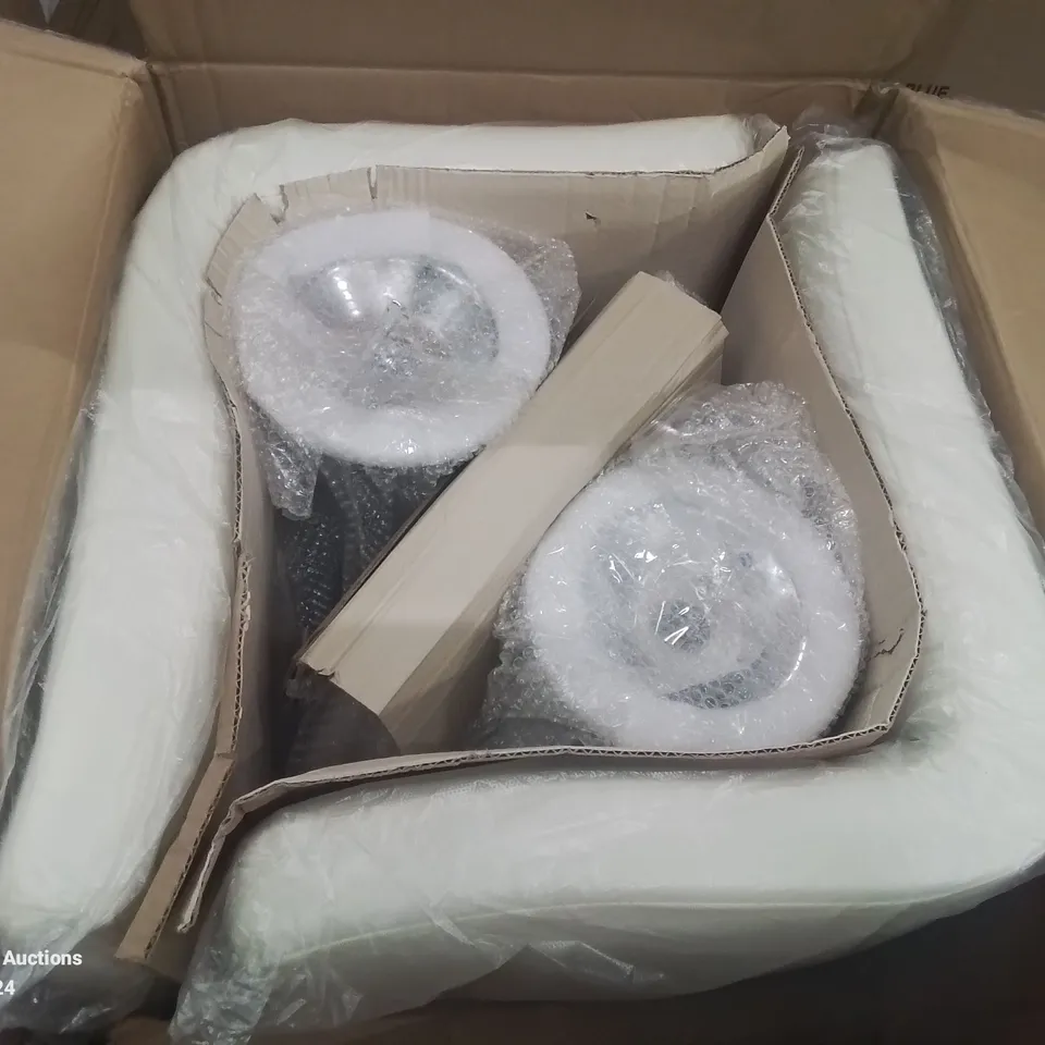 BOXED SET OF 2 CUBAN SWIVEL FAUX LEATHER UPHOLSTERED BAR STOOLS - CREAM (1 BOX)