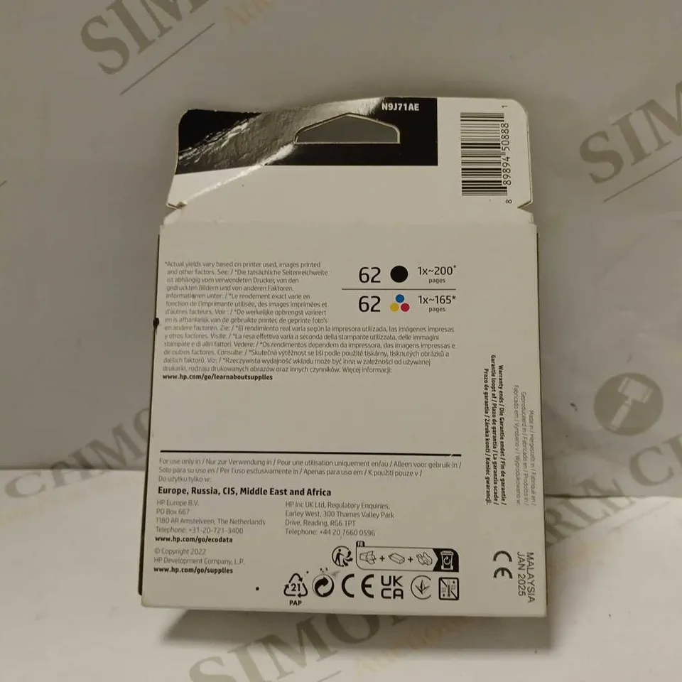 HP 62 BLACK & COLOUR INK CARTRIDGE