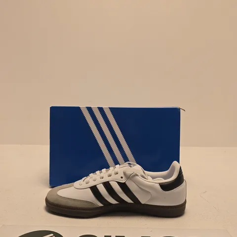 ADIDAS SAMBA SNEAKERS – WHITE/BLACK, WITH ORIGINAL BLUE BOX (SIZE UK 9) 