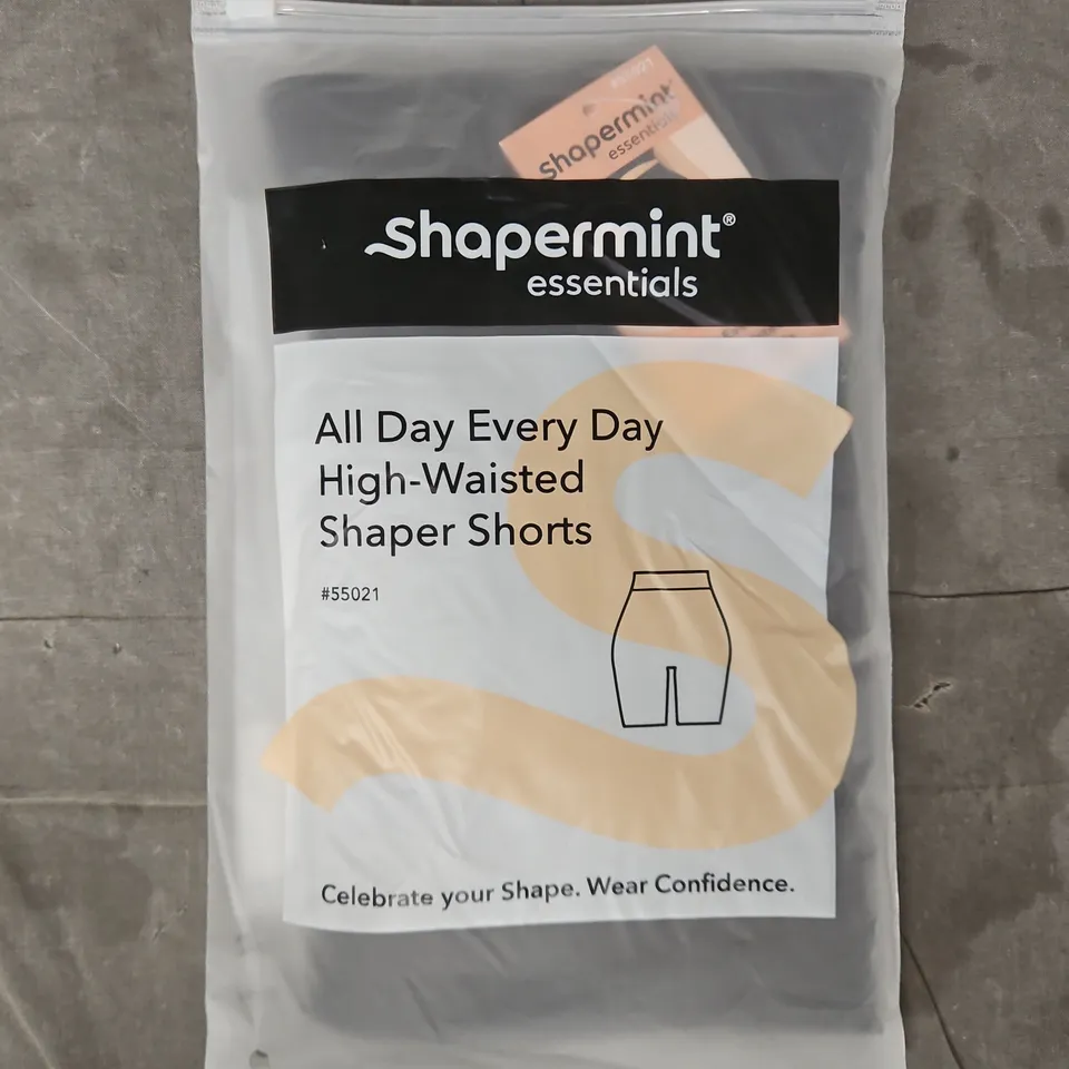 BAGGED SHAPERMINT ESSENTIALS ALL DAY EVERY DAY HIGH-WAISTED SHAPER SHORTS IN BLACK SIZE XL/XXL