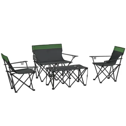 BOXED OUTSUNNY FOUR-PIECE PORTABLE PICNIC TABLE SET - GREEN SHIPPED BY AOSOM UK (1 BOX)