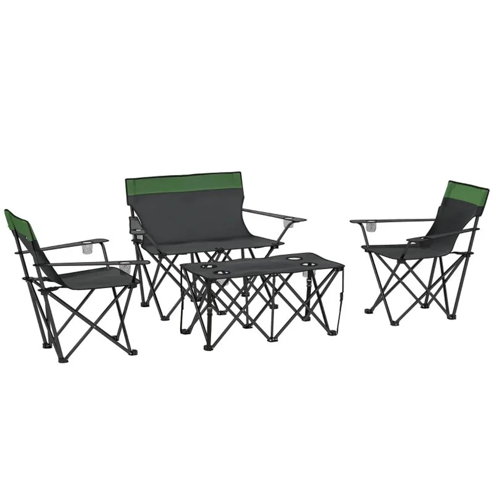 BOXED OUTSUNNY FOUR-PIECE PORTABLE PICNIC TABLE SET - GREEN SHIPPED BY AOSOM UK (1 BOX)