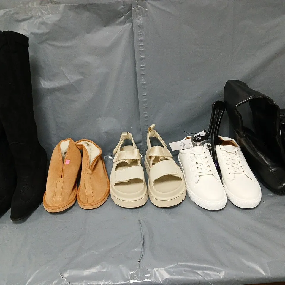 BOX OF APPROXIMATELY 15 PAIRS OF ASSORTED SHOES IN VARIOUS STYLES, COLOURS AND SIZES