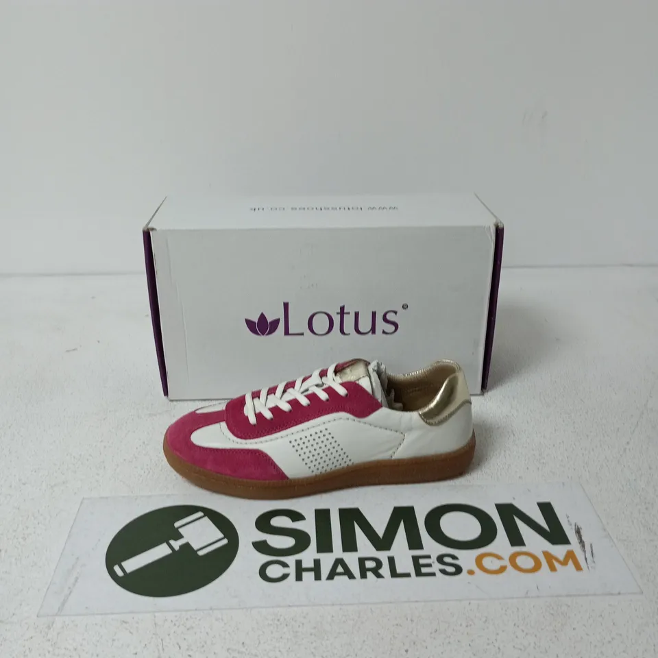 LOTUS WOMEN'S SNEAKERS – PINK & WHITE, GUM SOLE, UK4 (BOXED)