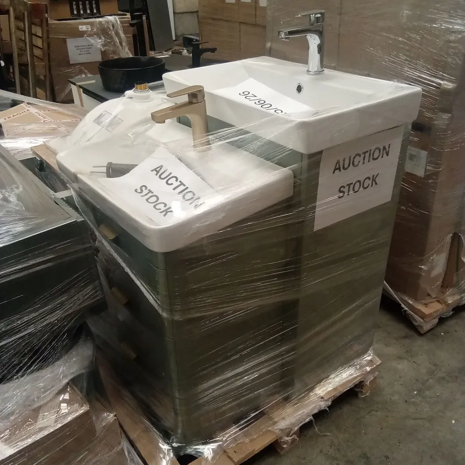 PALLET OF ASSORTED DESIGNER BATHROOM VANITY UNITS WITH BASINS AND MIXER TAPS