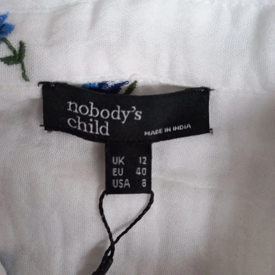 Nobody's Child White Floral Shirt – UK 12 (EU 40, USA 8)