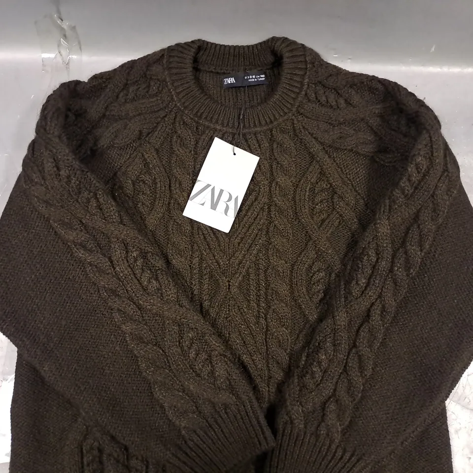 ZARA LONG SLEEVE KNIT JUMPER IN BROWN SIZE 9-10