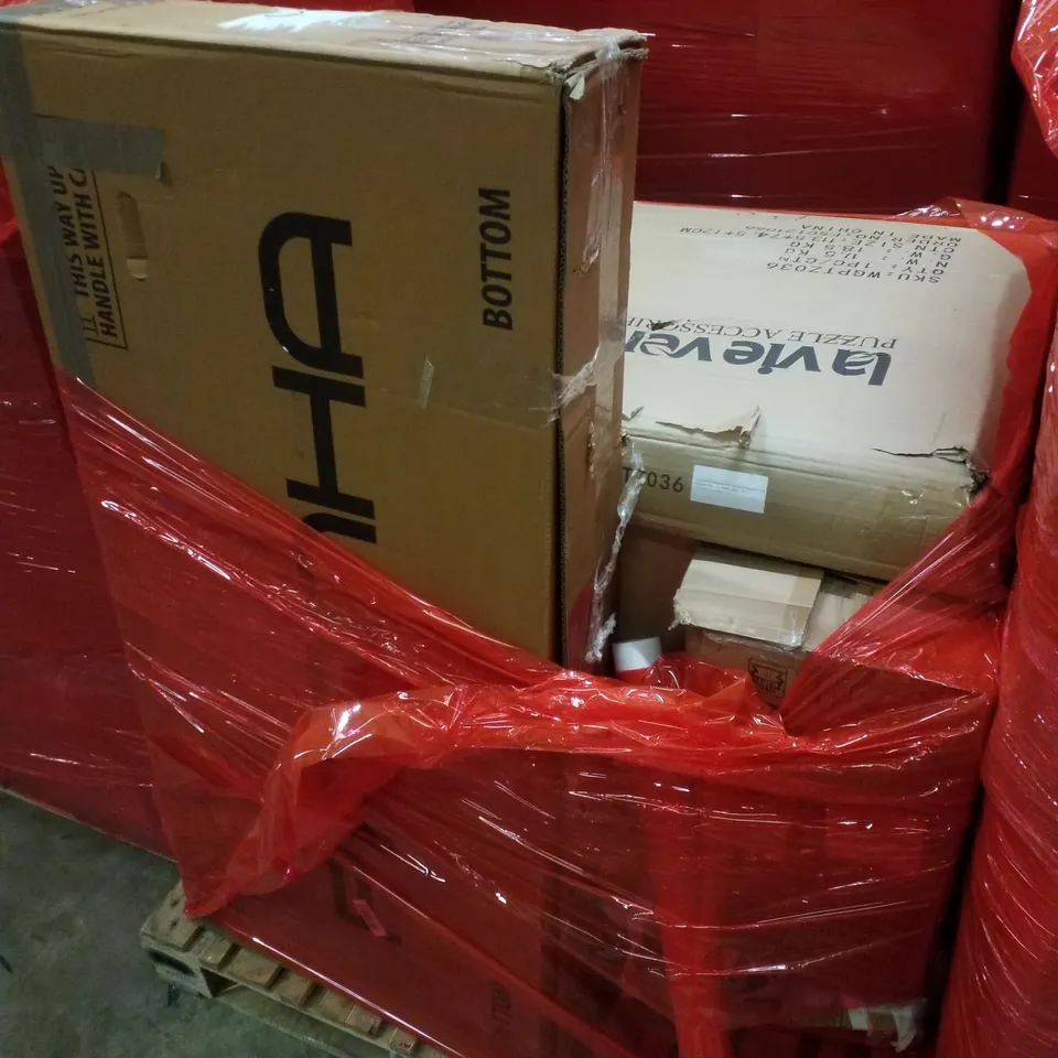 PALLET CONTAINING ASSORTED PRODUCTS INCLUDING PUZZLE DESK & OFFICE CHAIR