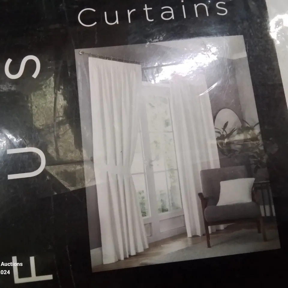 BAGGED PENCIL PLEAT BLACKOUT CURTAINS IN WHITE 