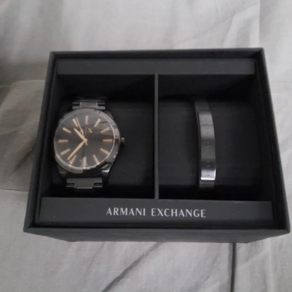 ARMANI EXCHANGE MENS CHRONOGRPAH DUO WATCH AND BRACELET 