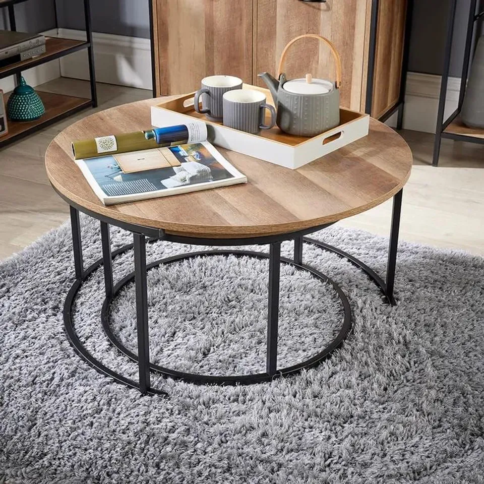 BOXED OAKMERE ROUND NEST OF 2 TABLES