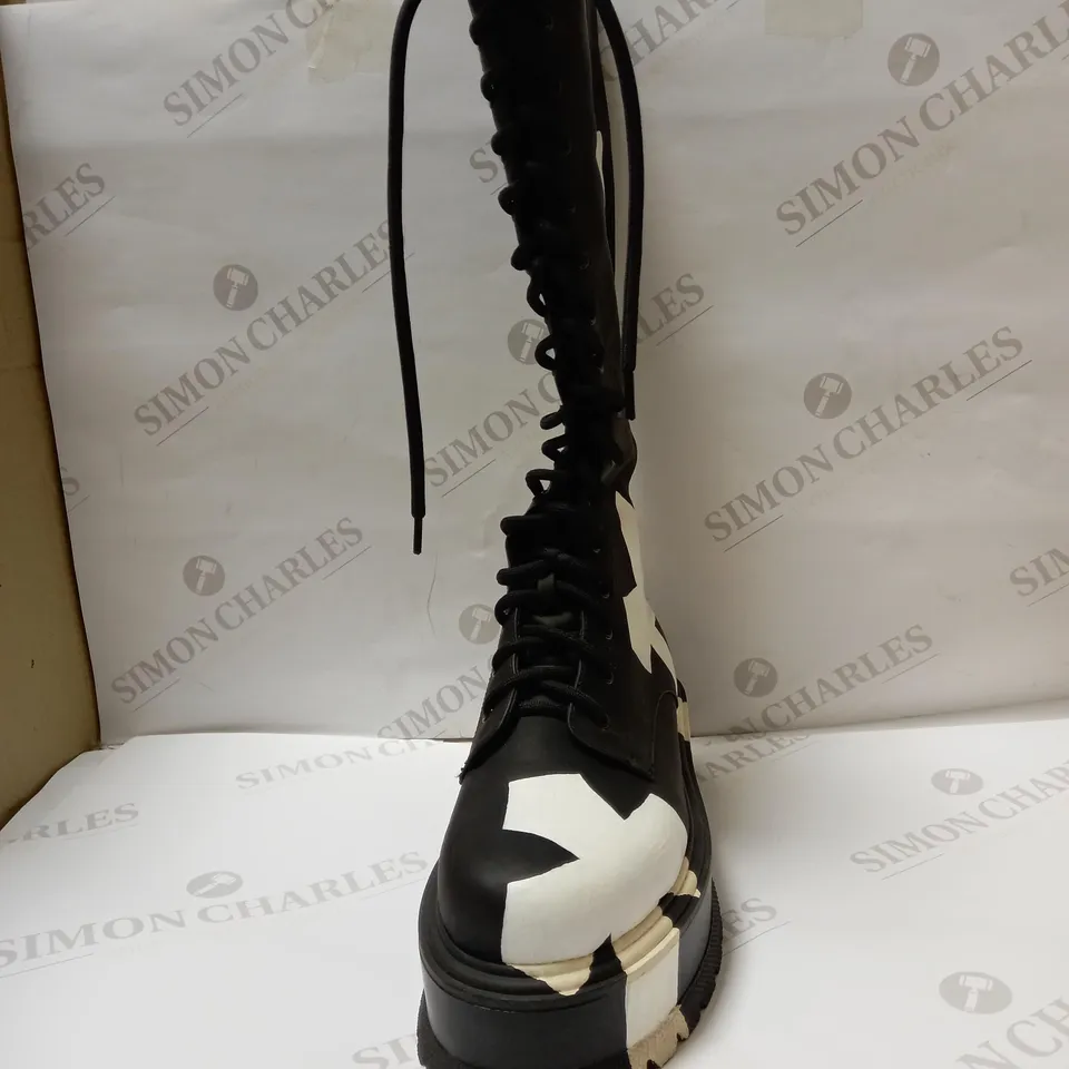 DESIGNER KOI CALF HIGH VEGAN BOOTS SIZE 7