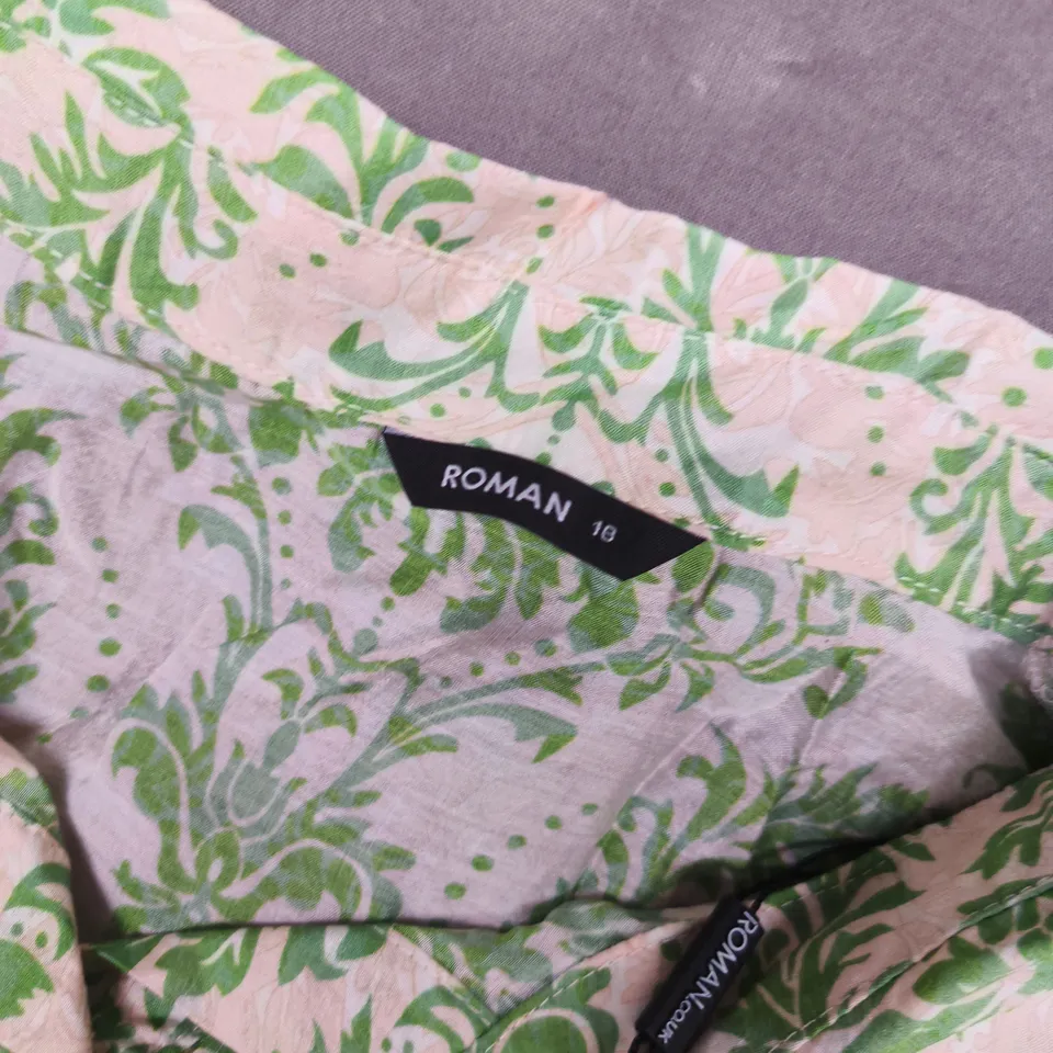 ROMAN FLORAL PRINTED SHIRT IN GREEN - SIZE 18