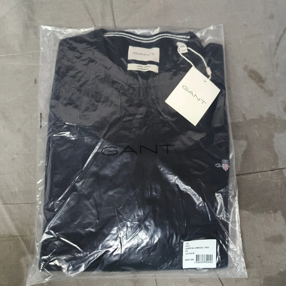 BAGGED GANT SUPERFINE LAMBSWOOL HALF ZIP IN NAVY SIZE XXL