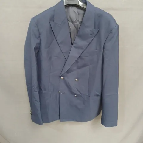 ZARA MEN'S NAVY DOUBLE-BREASTED BLAZER, UK 44 (EU 44 / US XL) – MADE IN TURKEY