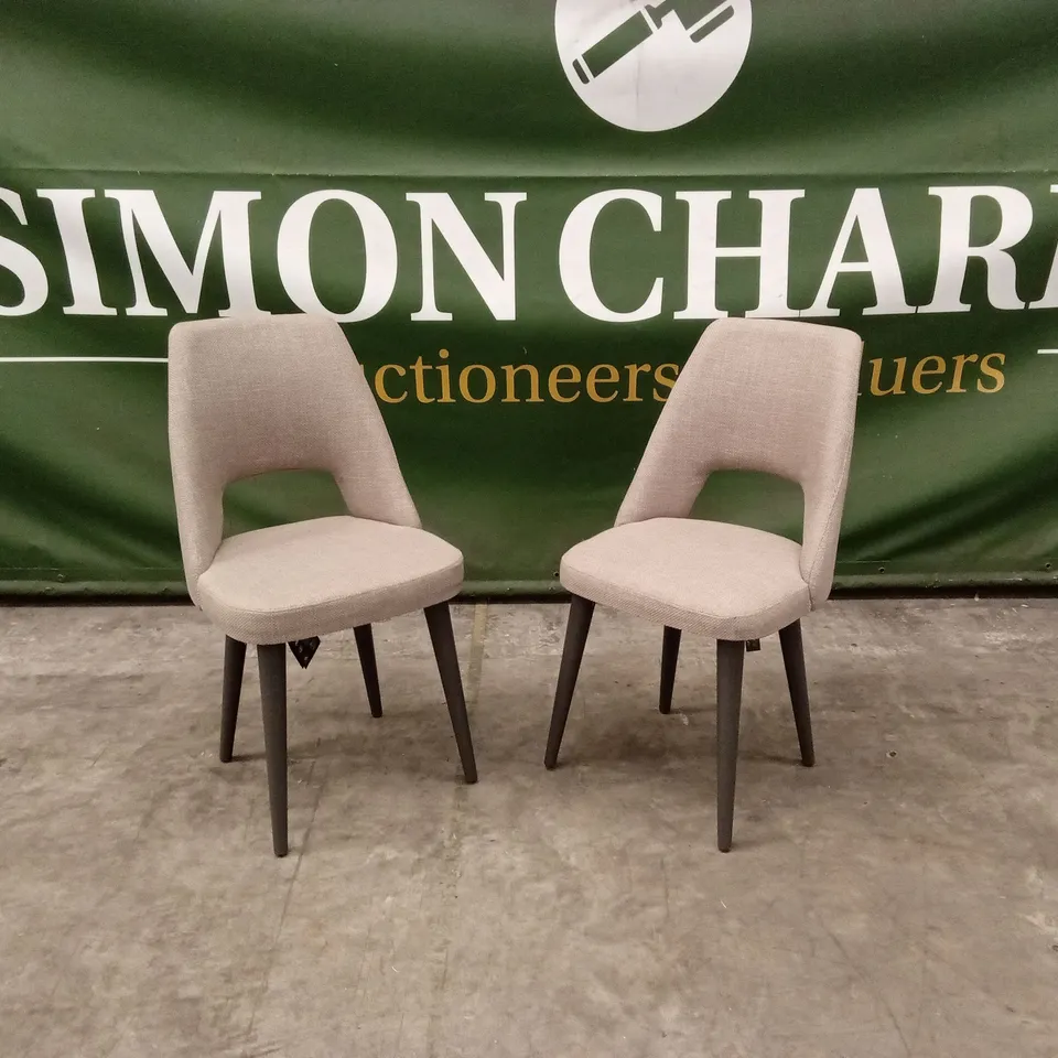 SET OF 2 STATUS ITALIAN MADE FABRIC UPHOLSTERED DINING CHAIRS