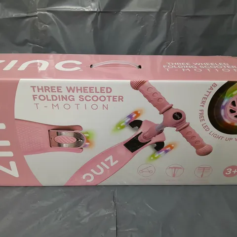 BOXED ZINC THREE WHEELED FOLDING T-MOTION SCOOTER