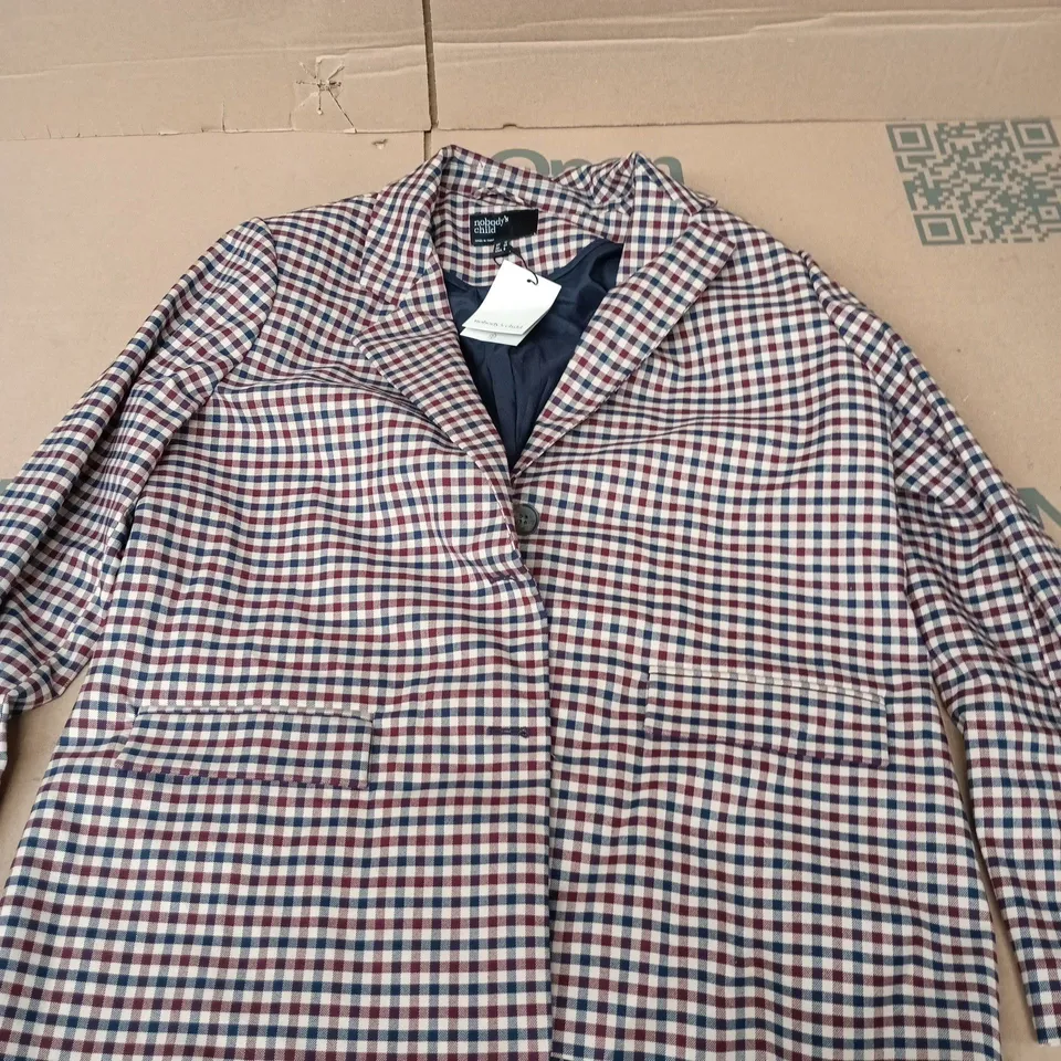 NOBODYS CHILD SINGLE BREASTED GINGHAM BLAZER IN MULTI - UK 12