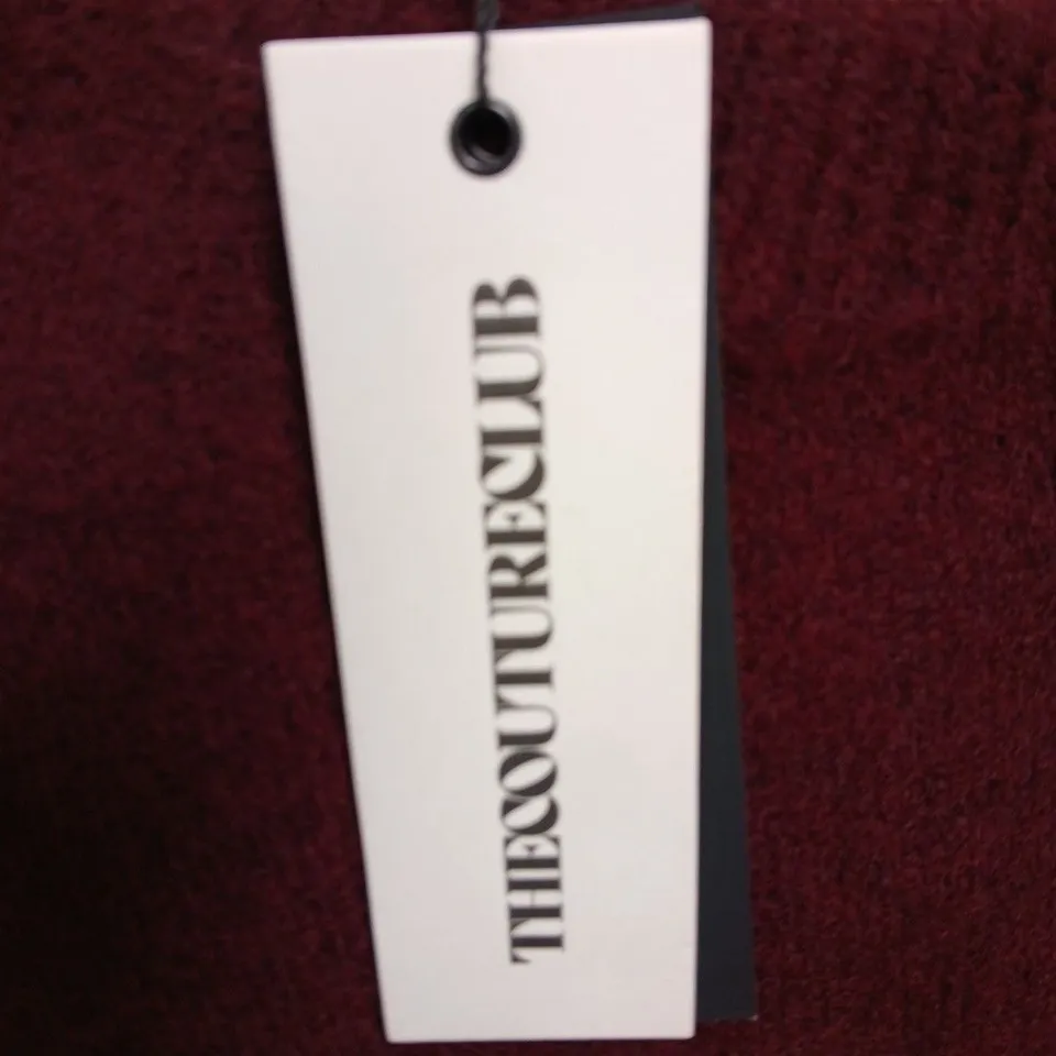 THE COUTURE BURGUNDY KNIT JUMPER WITH WHITE FLUFFY PATCH - SIZE M