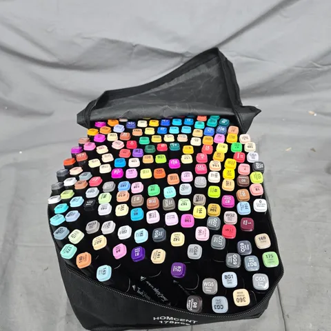 HOMCENT 178PCS MARKER SET IN BLACK ZIP CASE