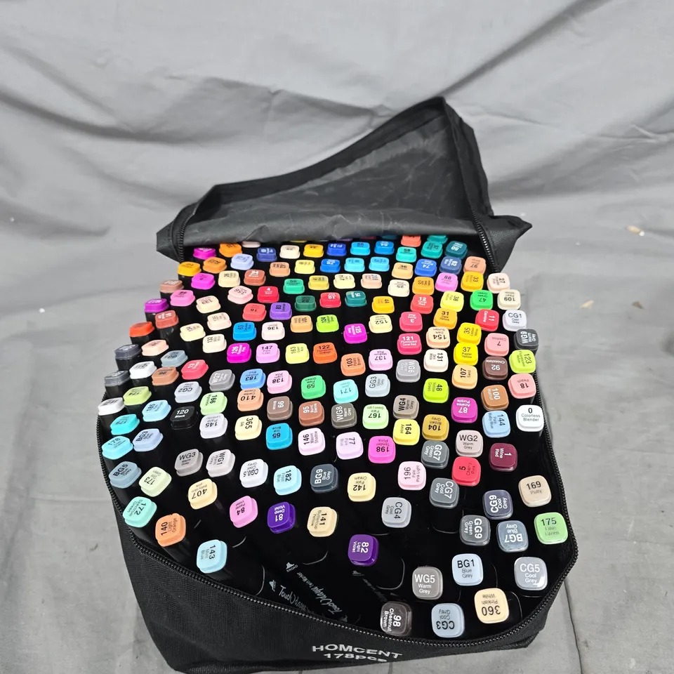 HOMCENT 178PCS MARKER SET IN BLACK ZIP CASE