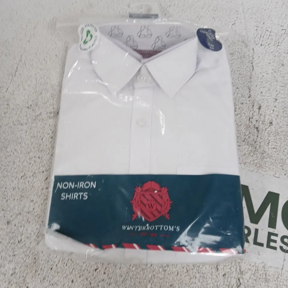 Winterbottom's White Non-Iron Long Sleeve Shirts Slim Fit – Pack of 2, 14\" Collar