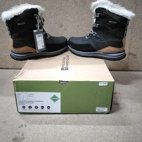 BOXED MOUNTAIN WAREHOUSE ICE CRYSTAL WOMENS THERMAL SNOW BOOTS - BROWN