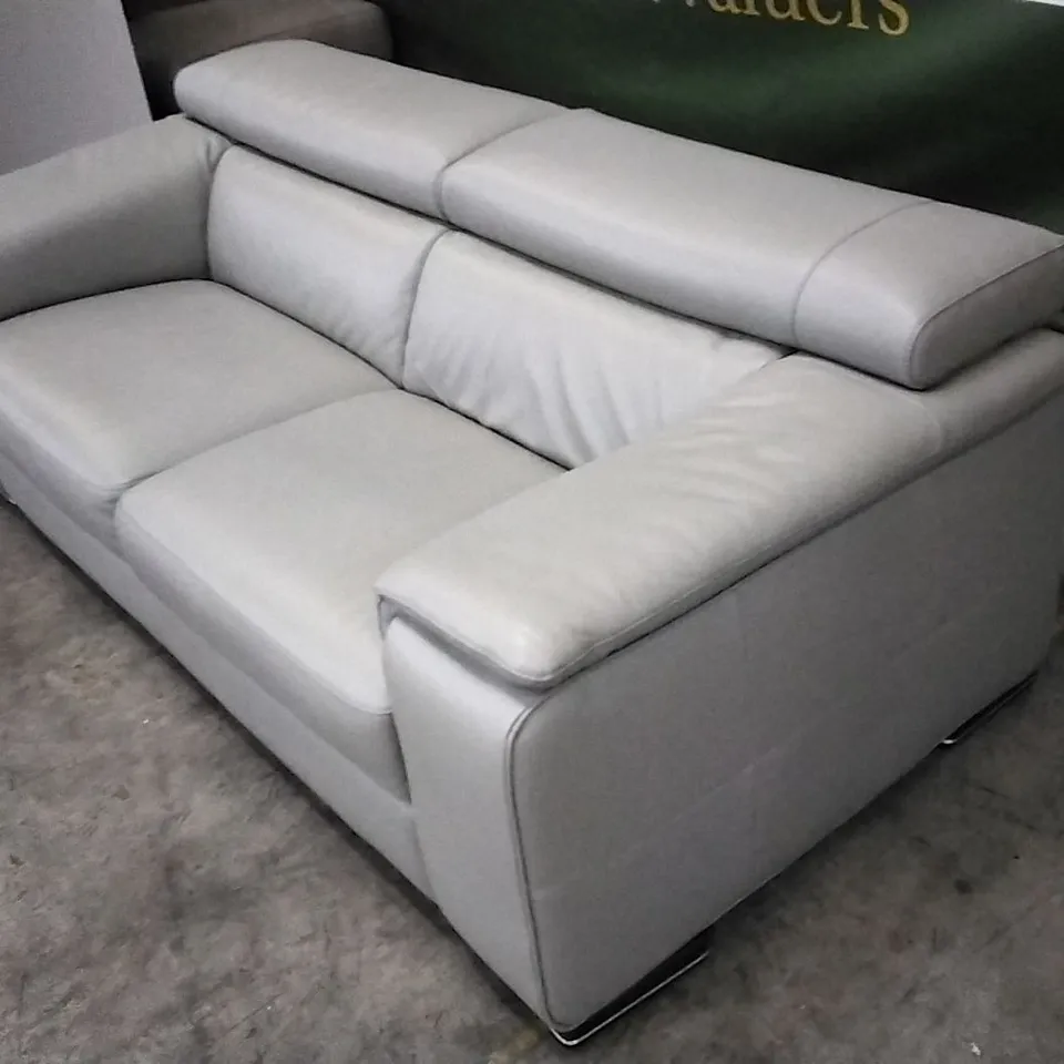 QUALITY ITALIAN DESIGNER MELO SOFA LIGHT GREY LEATHER 