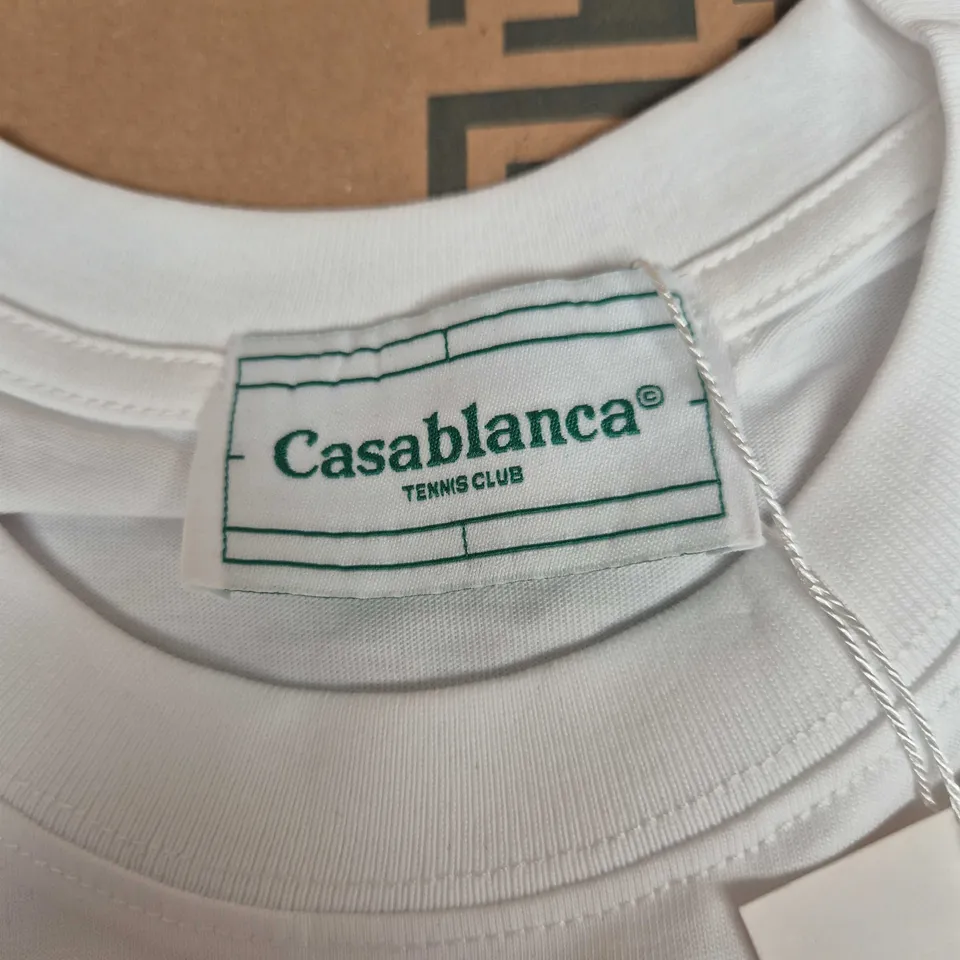 CASABLANCA TENNIS CLUB T-SHIRT – WHITE – UK M (M)