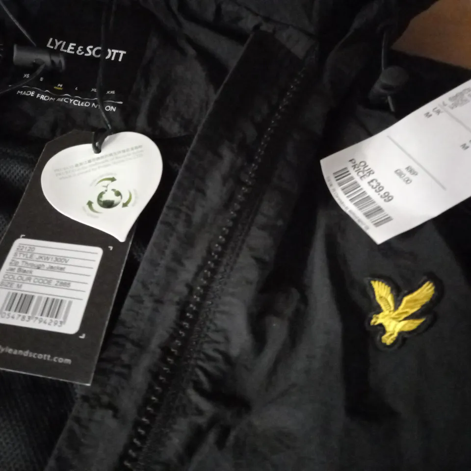 LYLE & SCOTT BLACK ZIP THROUGH LIGHTWEIGHT JACKET - XS