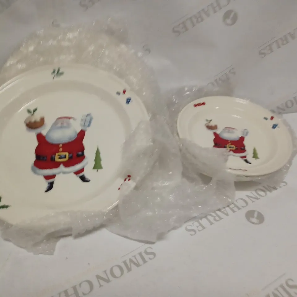 CHRISTMAS THEMED DINING SET, INCLUDES 4 DINING PLATES & 3 X SIDE PLATES - COLLECTION ONLY